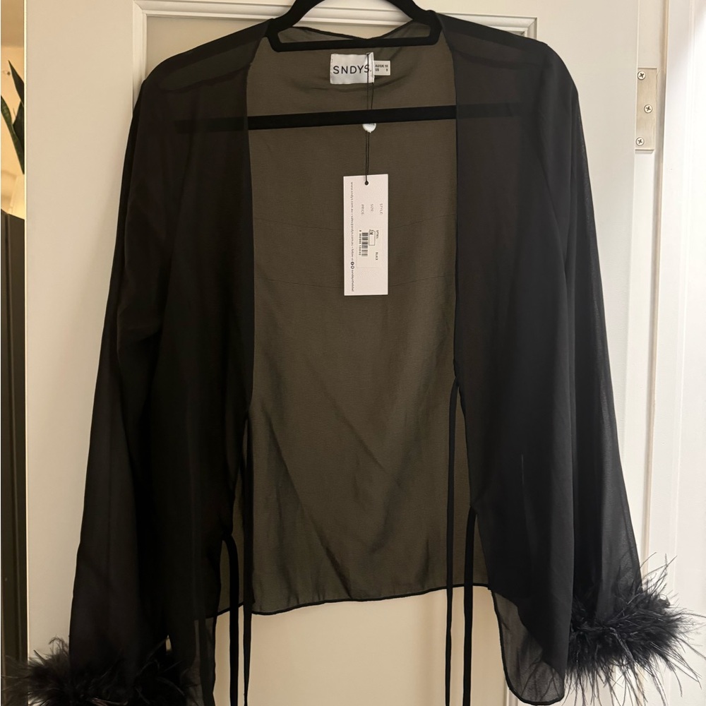 Revolve x Gaia black mesh top